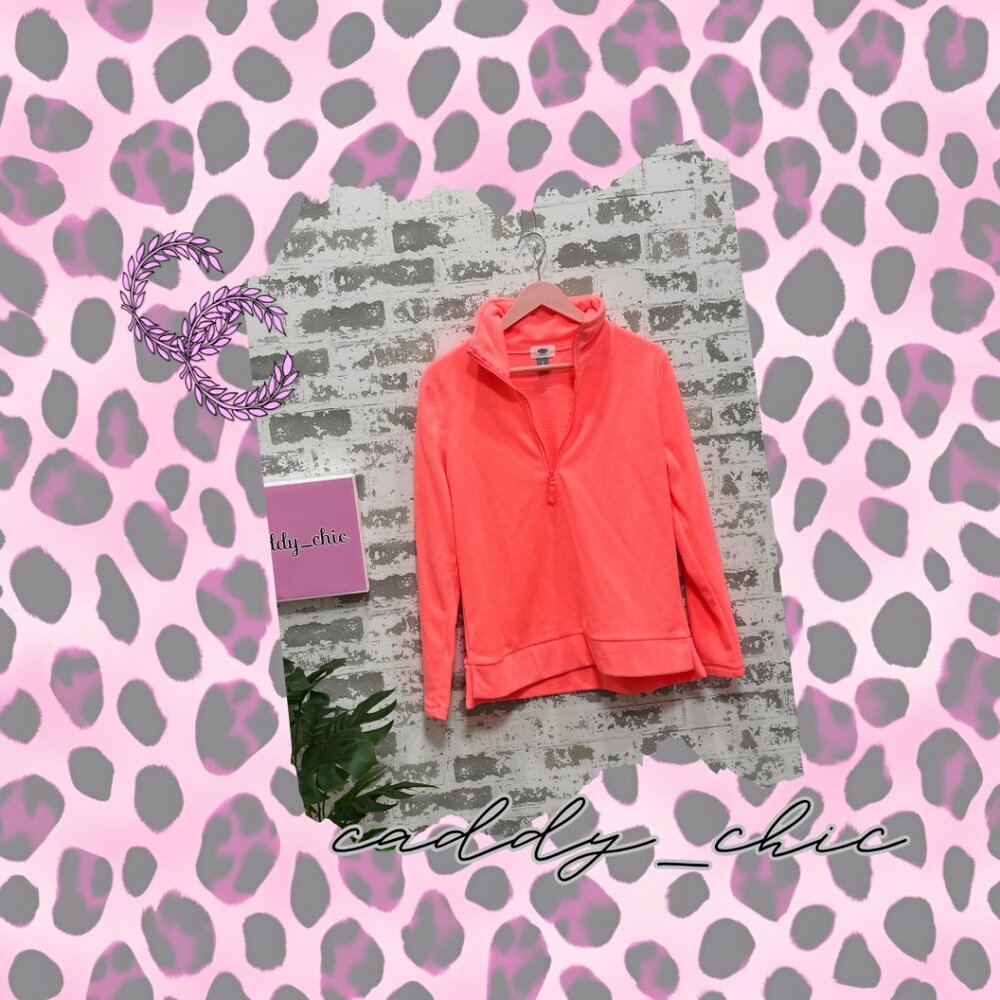 Old Navy Neon Coral Fleece 1/4 Zip Pullover Top Size Small NWOT